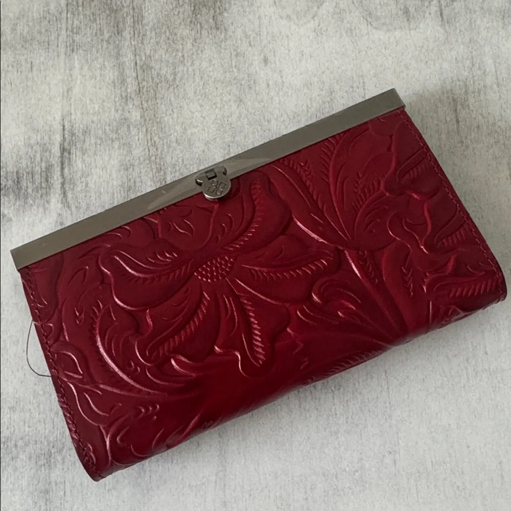 Patricia Nash Wallet Framed Tooled  Cauchy Lava Red